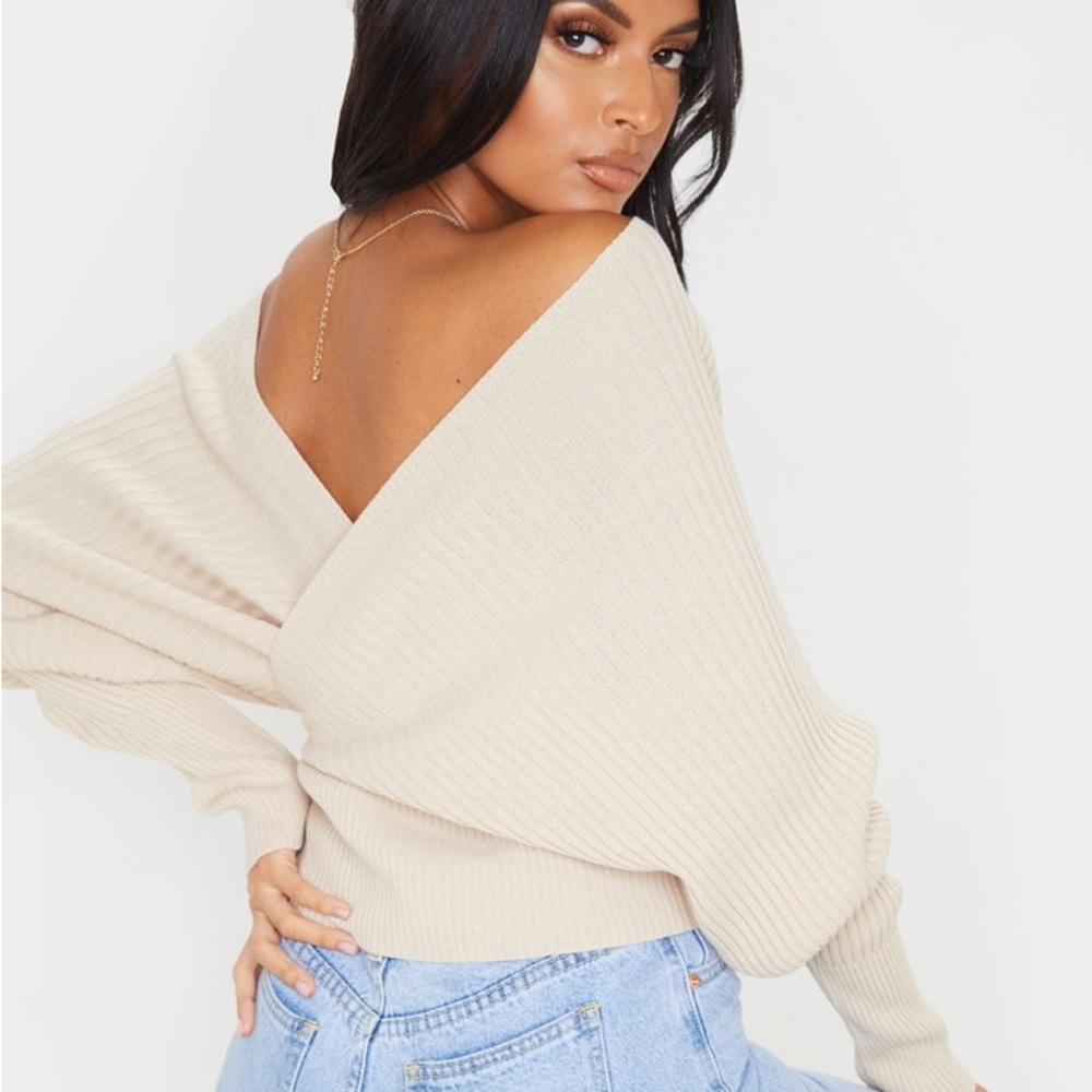 NWOT Stone Wrap Off The Shoulder Sweater